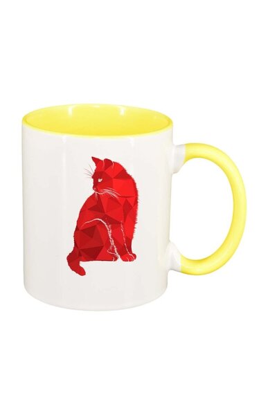 INOVATIX Cana alba personalizata, Colorful Cat, interior galben, D983, INOVAT...