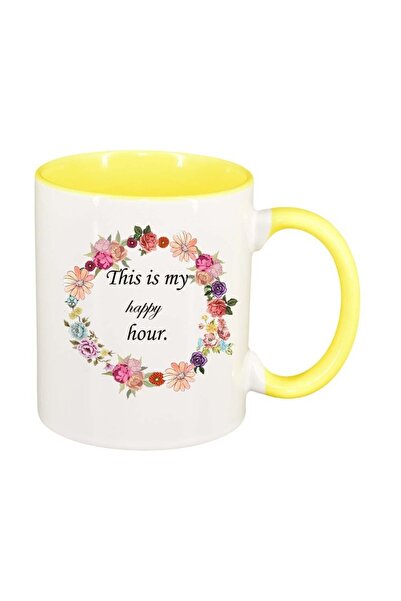 INOVATIX Εξατομικευμένη λευκή κούπα, Λουλούδια, It`s my hour, κίτρινο εσωτερι...