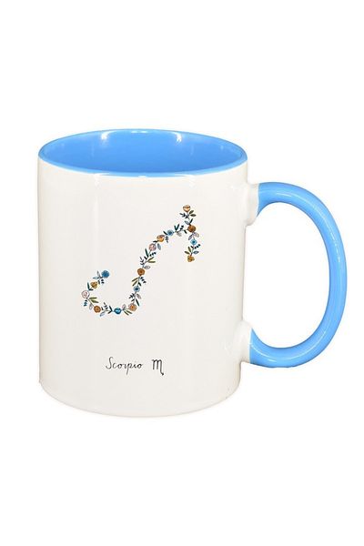 INOVATIX Personalized white mug, Zodiac, Taurus, blue interior, D1382, INOVATIX®. 330ml