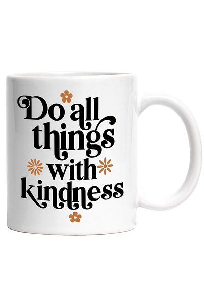 INOVATIX Personalized white mug, orange poppies and Do all things with kindness, INOVATIX®. 330ml