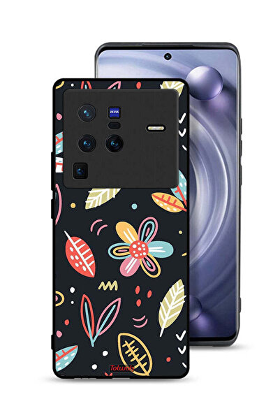 Tolwak غطاء حماية لهاتف Vivo X80 Pro بطبعة زهور وأوراق فنية تجريدية