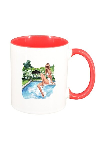 INOVATIX Cana alba personalizata, Woman summer, interior rosu, D1474, INOVATI...