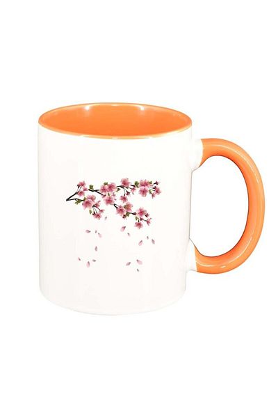 INOVATIX Personalized white mug, Flower, orange interior, D214, INOVATIX®. 330ml