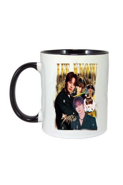 INOVATIX Cana Alba Personalizata, Formatia/trupa Lee Know, Maner Si Interior Negru, ®. 330ml