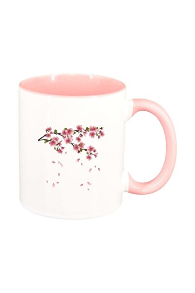 INOVATIX Персонализирана бяла чаша, Цвете, розова вътрешност, D214, INOVATIX®...