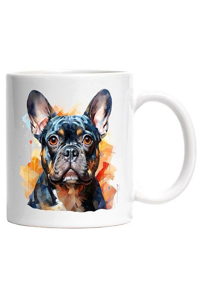 INOVATIX Personalized white mug, Dog, French Bulldog, Abstract Art, Mosaic, INOVATIX®. 330ml
