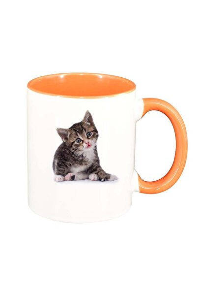 INOVATIX Cana alba personalizata, Cat, interior portocaliu, D425, INOVATIX®. ...