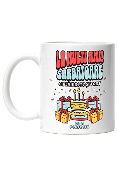 INOVATIX Cana alba personalizata, La multi ani! Sarbatoare cu zambete si tort...