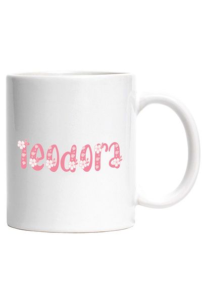 INOVATIX Personalized white mug, Name Teodora, Flowers, Colorful, Pink, Cute, INOVATIX®. 330ml