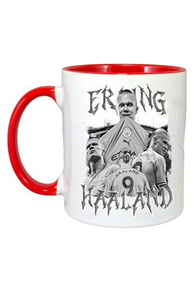 INOVATIX Εξατομικευμένη Λευκή Κούπα, Erling Haaland, Κόκκινη Λαβή και Εσωτερι...