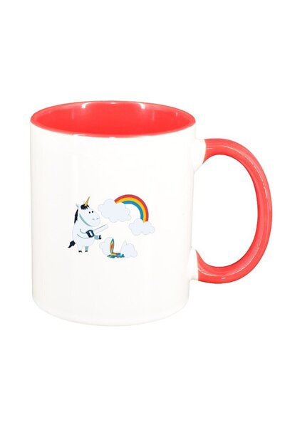 INOVATIX Cană albă personalizată, Unicorn - Curcubeu, roz interior, D1432, IN...
