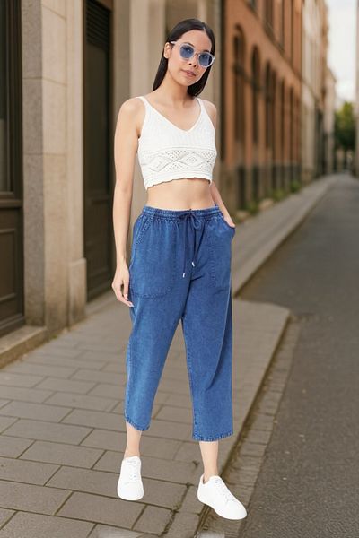 Malerind Capri Tracksuit Hambez Comfortable Fit Summer Elastic Waist Linen Look