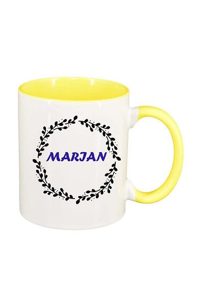 INOVATIX Personalized white mug, Name, yellow interior, D1082, INOVATIX®. 330ml