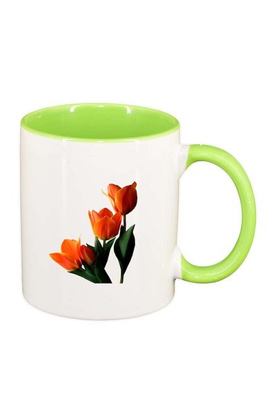 INOVATIX Personalized white mug, Tulip, light green interior, D361, INOVATIX®. 330ml