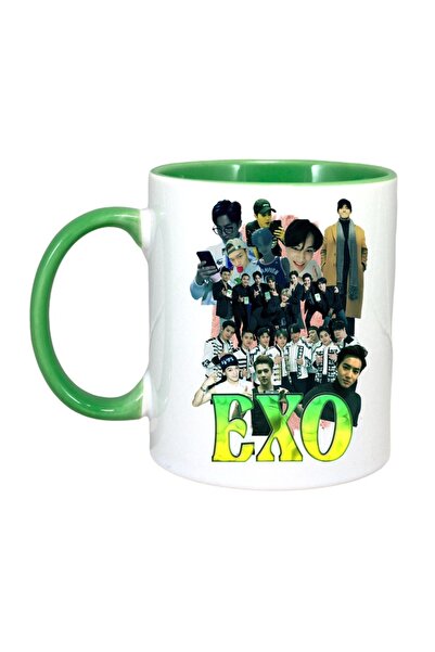 INOVATIX Cana Alba Personalizata, Formatia/trupa Exo 2, Maner Si Interior Verde, ®. 330ml