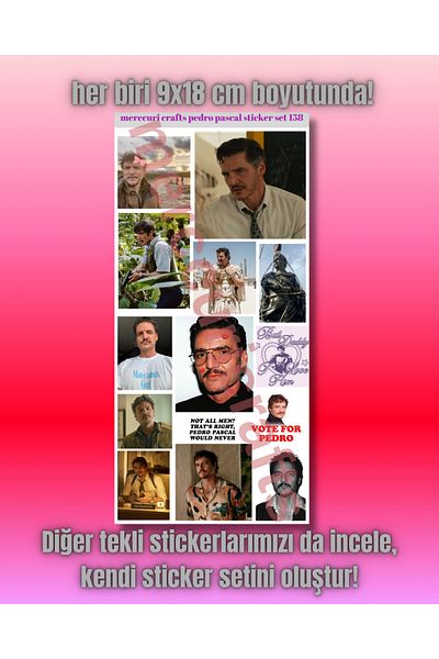 merccuri crafts Pedro Pascal Aesthetic Sticker (14+Pcs High Quality) - for Notebook Agenda, Laptop, Scrapbooking
