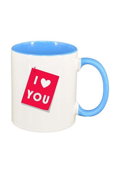 INOVATIX Personalized white mug, Love, blue interior, D393, INOVATIX®. 330ml