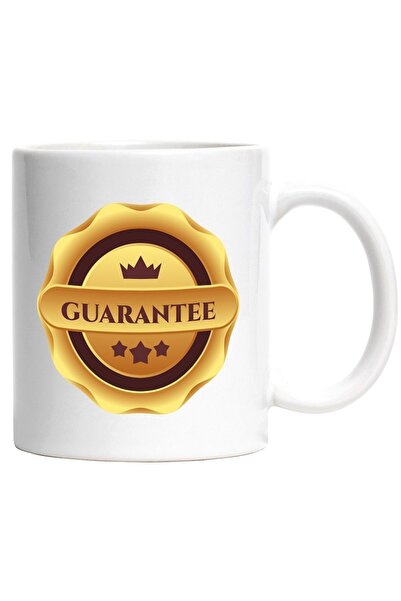 INOVATIX Cana alba personalizata, Mesaj In Engleza Guarantee, Garantat, Coroa...