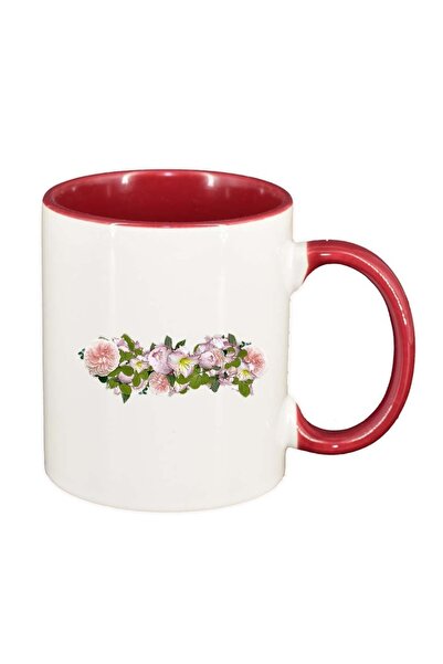 INOVATIX Cana alba personalizata, Flori, interior rosu, D993, INOVATIX®. 330ml