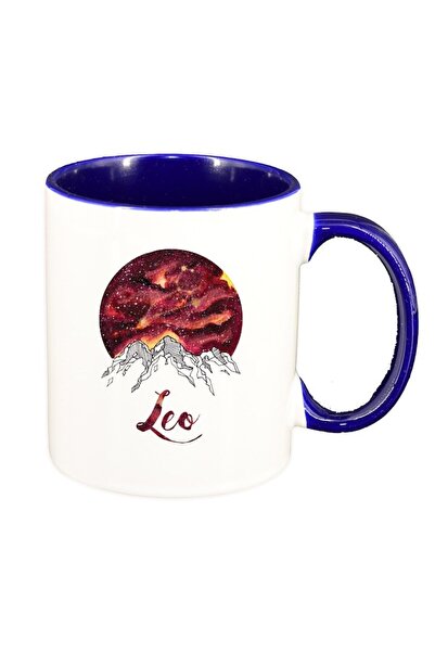 INOVATIX Cana alba personalizata, Zodiac, Leo, interior albastru inchis, D138...