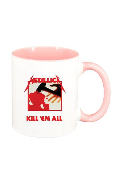 INOVATIX Personalized white mug, Metallica, pink interior, D1445, INOVATIX®. 330ml