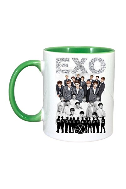 INOVATIX Cana Alba Personalizata, Formatia/trupa Exo 10, Maner Si Interior Verde, ®. 330ml