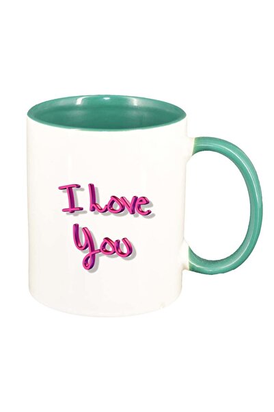 INOVATIX Cană albă personalizată, Te iubesc, verde interior, D276, INOVATIX®....