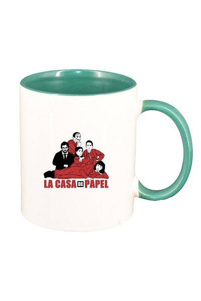 INOVATIX Cana alba personalizata, La Casa De Papel, interior verde, D1495, INOVATIX®. 330ml