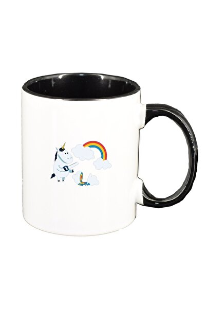 INOVATIX Cana alba personalizata, Unicorn - Rainbow, interior negru, D1432, INOVATIX®. 330ml