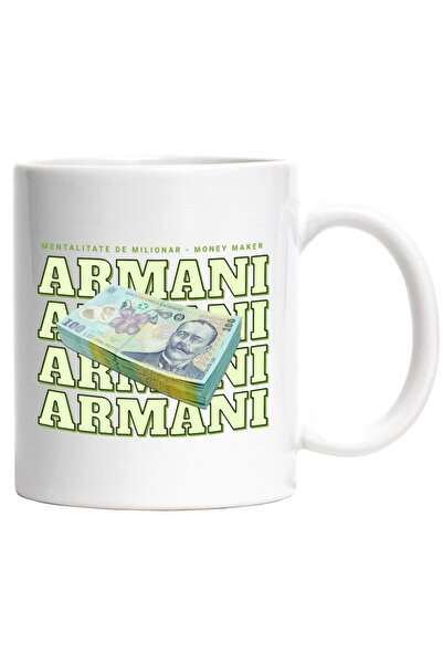 INOVATIX Personalized white mug, _Armani_ - 100 Romanian Lei, INOVATIX®. 330 ml