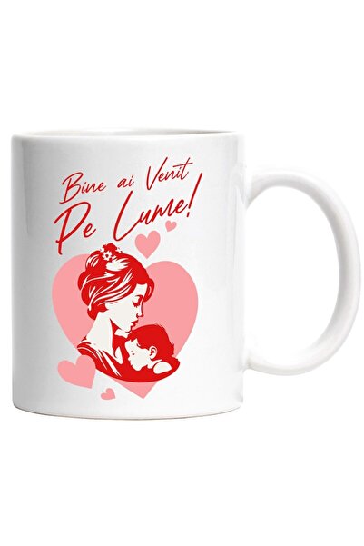 INOVATIX Cana alba personalizata, Mama Si Copil Dragoste Inima Bine Ai Venit ...