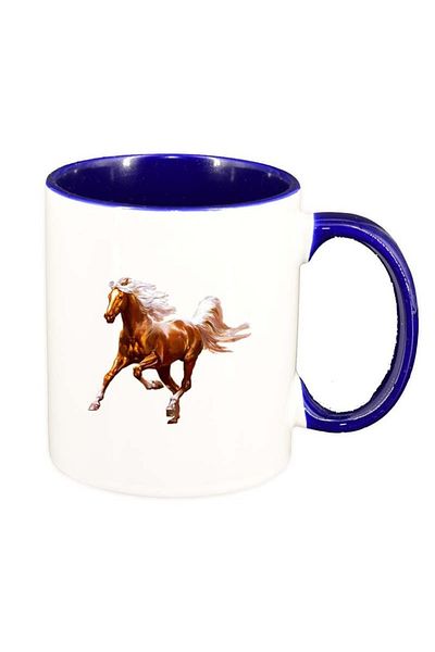 INOVATIX Personalized white mug, Horse, dark blue interior, D198, INOVATIX®. 330ml
