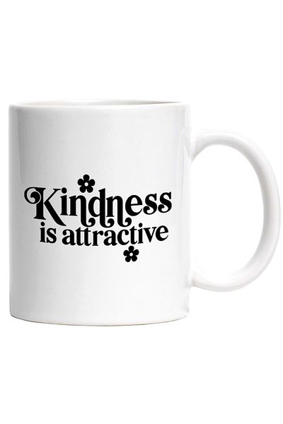 INOVATIX Personalized white mug, popcorn and the message Kindness is attractive, INOVATIX®. 330ml