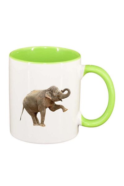INOVATIX Cana alba personalizata, Elephant, interior verde deschis, D421, INOVATIX®. 330ml