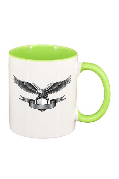 INOVATIX Personalized white mug, Eagle, light green interior, D301, INOVATIX®. 330ml