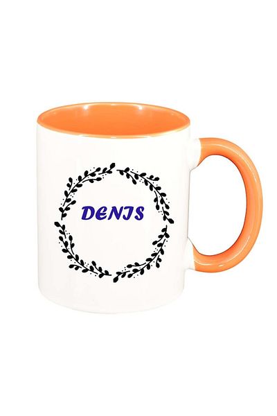 INOVATIX Personalized white mug, Name, orange interior, D1085, INOVATIX®. 330ml