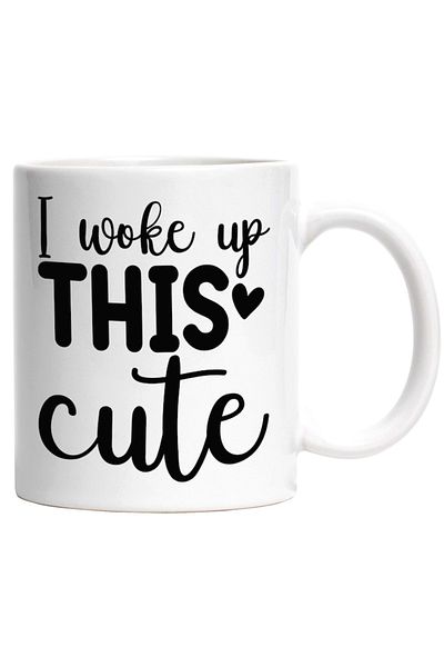 INOVATIX Personalized white mug, heart for those who woke up so cute, INOVATIX®. 330ml