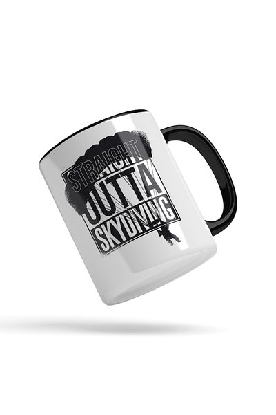 INOVATIX Personalized white mug, Straight Outto SkyDiving, with Black Handle, INOVATIX®. 330ml