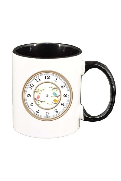 INOVATIX Personalized white mug, Clock, black interior, D969, INOVATIX®. 330ml