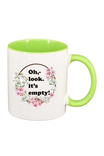 INOVATIX Personalized white mug, Flowers, Oh, look., light green interior, D1045, INOVATIX®. 330ml