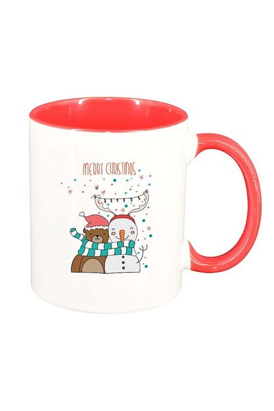 INOVATIX Personalized white mug, Merry Christmas, red interior, D1545, INOVATIX®. 330ml