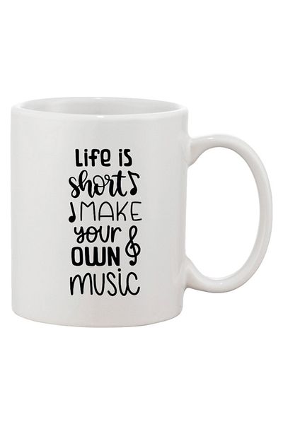 INOVATIX Cana alba personalizata, personalizata 'Life is short make your own music'a, INOVATIX®. 330ml