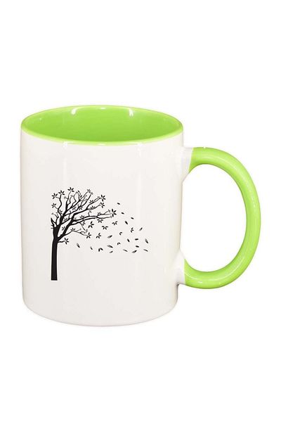 INOVATIX Personalized white mug, Tree, light green interior, D286, INOVATIX®. 330ml