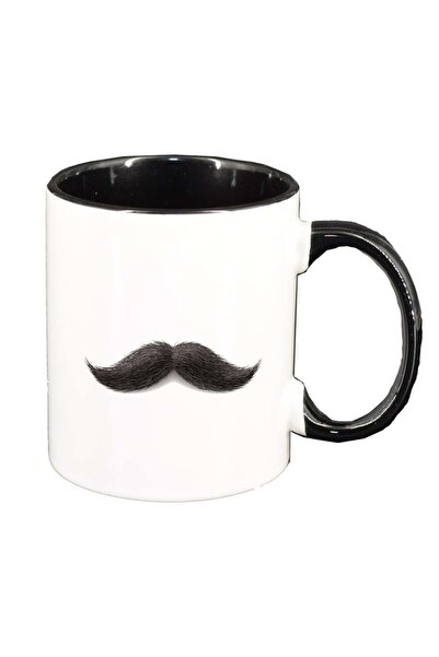 INOVATIX Cana alba personalizata, Mustache, interior negru, D234, INOVATIX®. ...