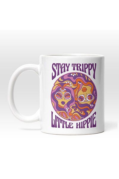 INOVATIX Cana alba personalizata, Stay Trippy Little Hippie,a, INOVATIX®. 330ml