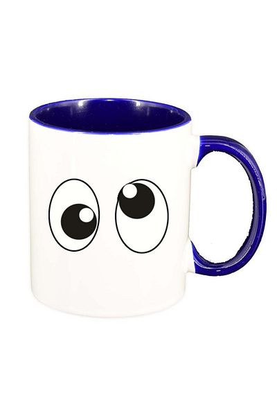 INOVATIX Personalized white mug, Eyes, dark blue interior, D269, INOVATIX®. 330ml