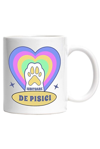 INOVATIX Cana alba personalizata, Labuta de pisica, curcubeu iubitorii de pis...