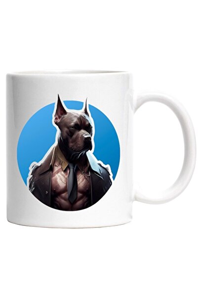 INOVATIX Cana alba personalizata, Caine, Portret, Costum Piept Gol, Cravata, ...