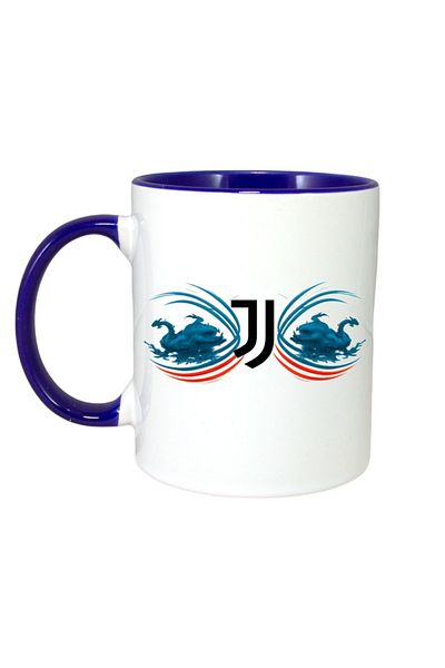 INOVATIX Cana Alba Personalizata, Juventus Fc Italia, Maner Si Interior Albastru, ®. 330ml