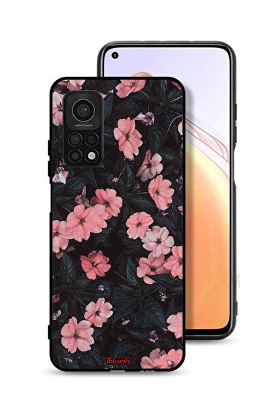 Tolwak غطاء حماية لهاتف شاومي مي 10 تي 5 جي - لون الخوخ والورود الصغيرة